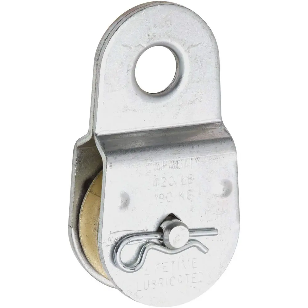 National Hardware Fixed Single Pulley, 1-1/2 in, Die Cast Zinc, Zinc Plated | Durable Zinc Plated Pulley for Indoor & Outdoor Use - view 2