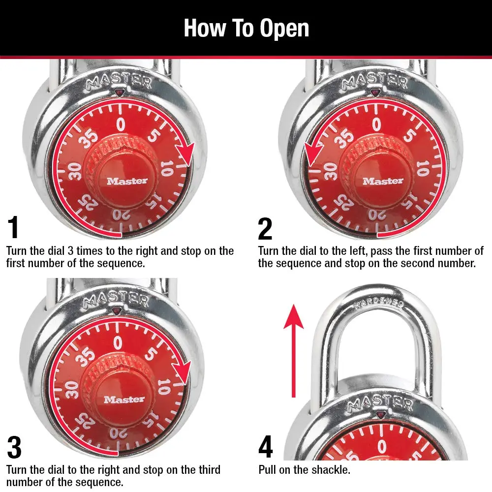 Master Lock 1505D Locker Lock Combination Padlock 48mm (1.88in) | Resettable 3-Digit Security - view 5
