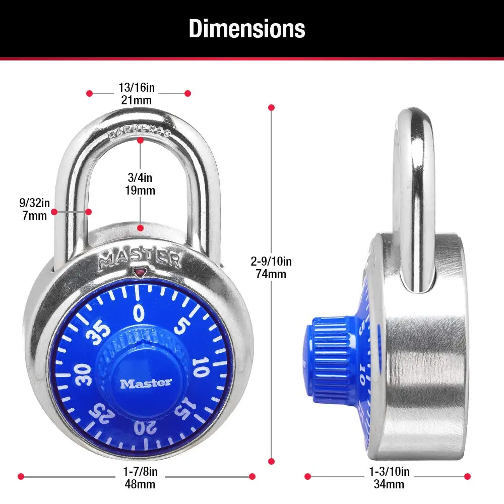 Master Lock 1505D Locker Lock Combination Padlock 48mm (1.88in) | Resettable 3-Digit Security - view 6