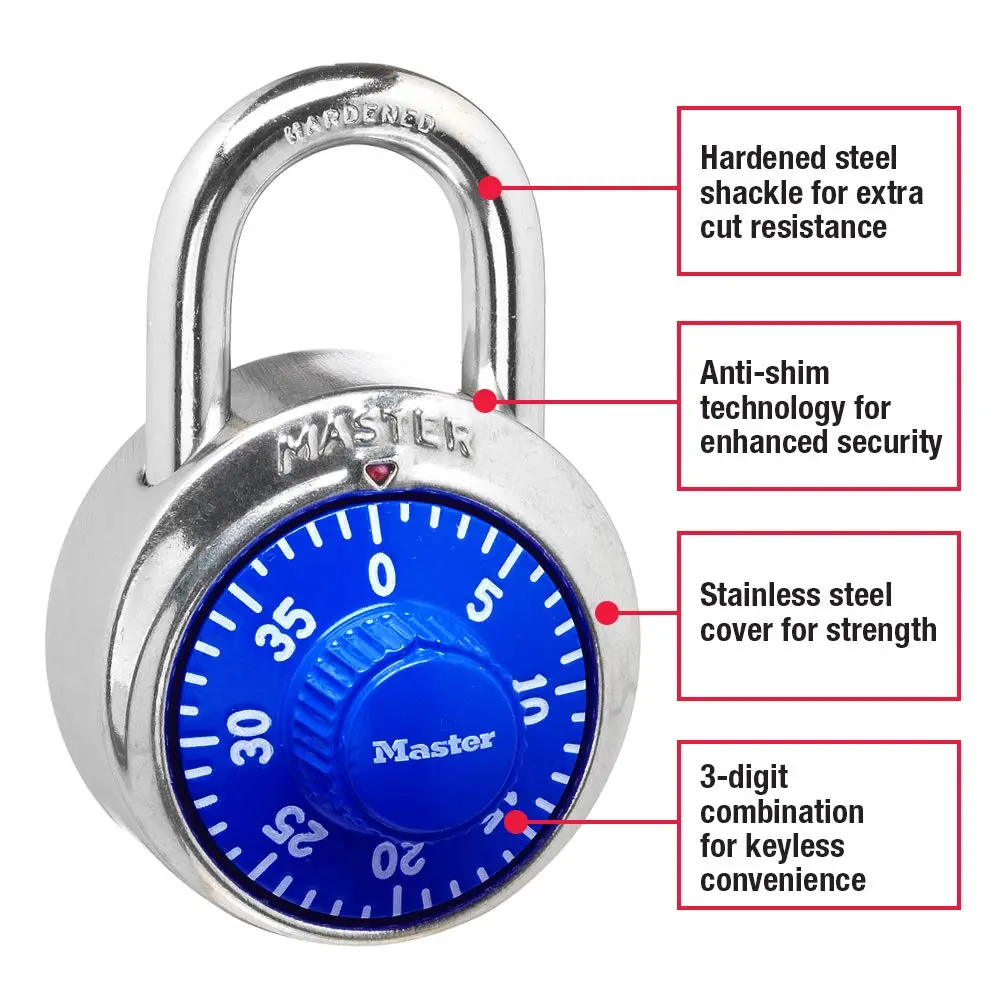 Master Lock 1505D Locker Lock Combination Padlock 48mm (1.88in) | Resettable 3-Digit Security - view 2