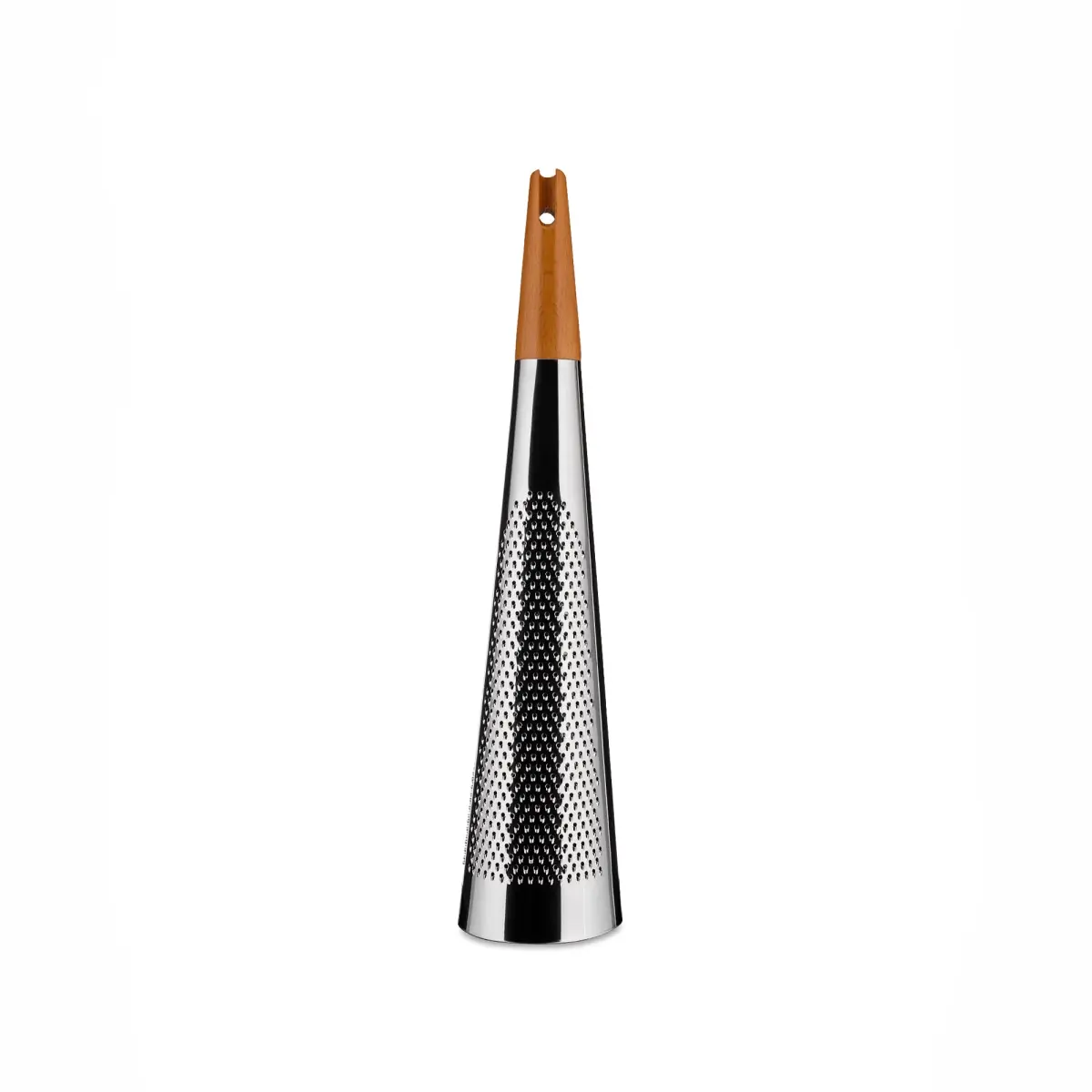 Alessi Todo Giant Cheese and Nutmeg Grater in Steel and Wood, Silver | 48.3 cm (19") Tall Grating Tool - main product image