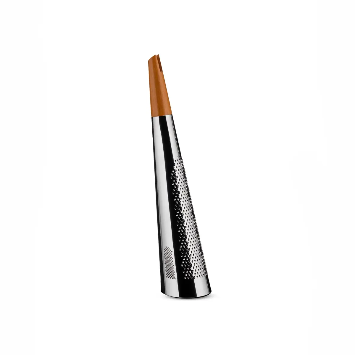 Alessi Todo Giant Cheese and Nutmeg Grater in Steel and Wood, Silver | 48.3 cm (19") Tall Grating Tool - view 2