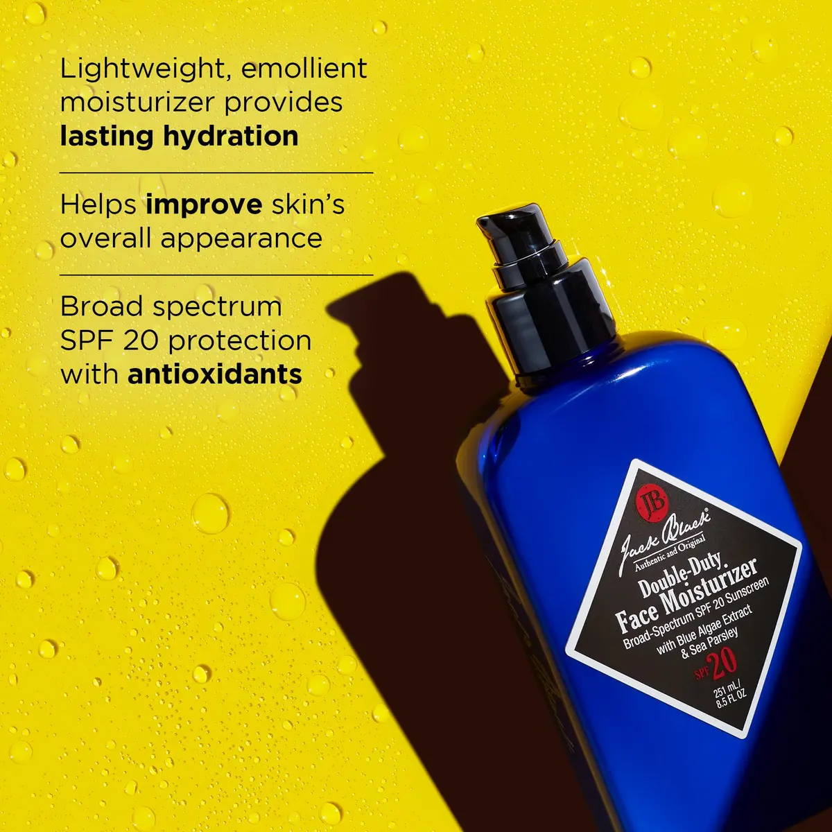 Jack Black Double Duty Face Moisturizer SPF 20 Sunscreen 250ml (8.5 Fl Oz) | Broad Spectrum UVA/UVB Protection - view 3