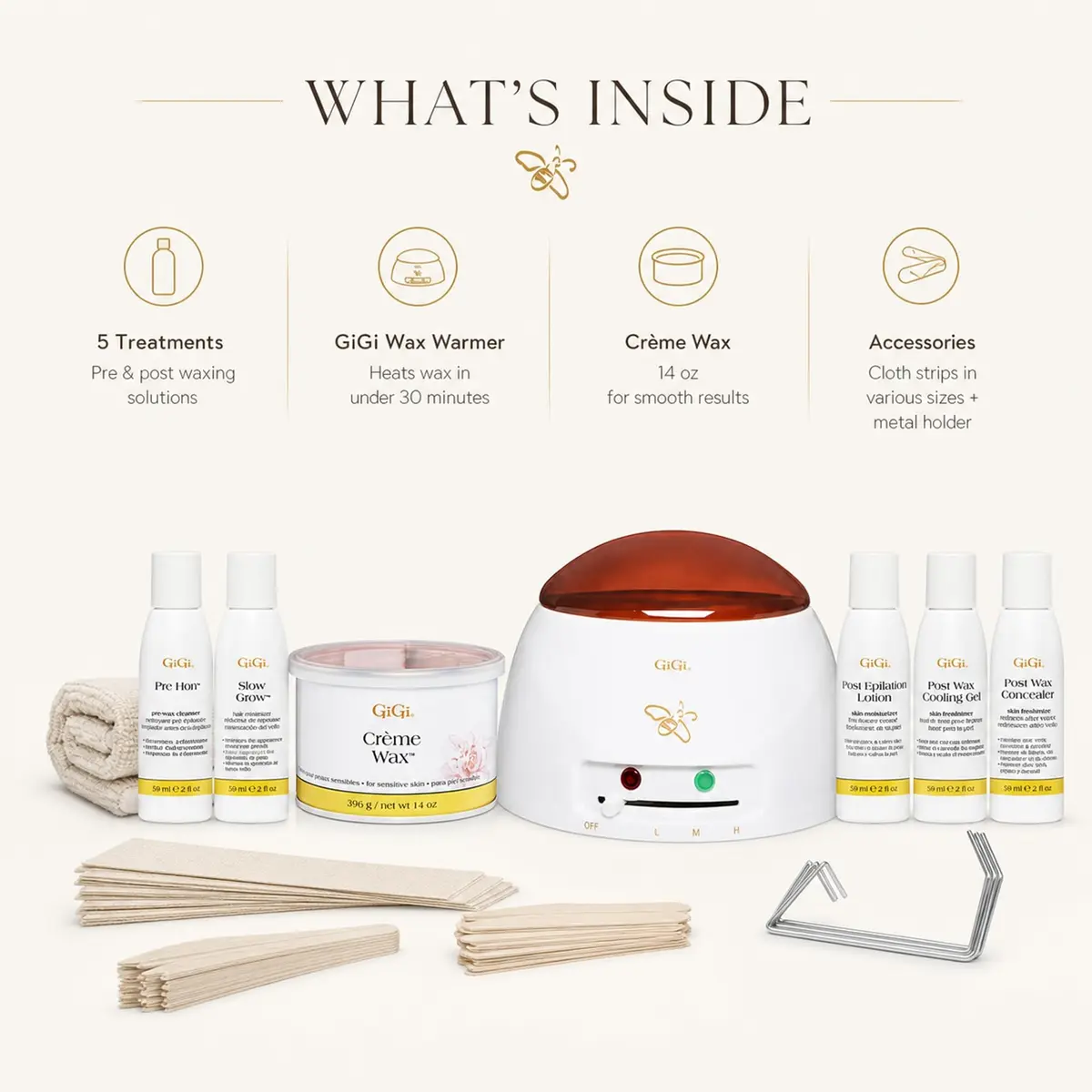 GIGI Creme Wax Hair Removal Kit, Wax Warmer for Face, Body & Eyebrow | Complete Home & Salon System - view 6