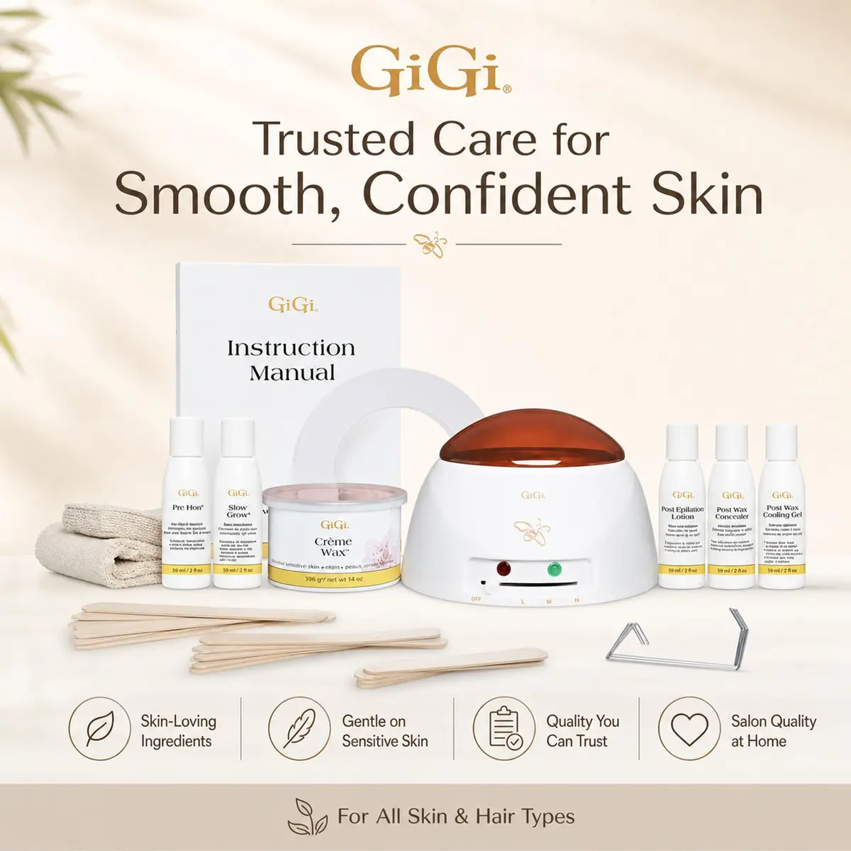 GIGI Creme Wax Hair Removal Kit, Wax Warmer for Face, Body & Eyebrow | Complete Home & Salon System - view 7