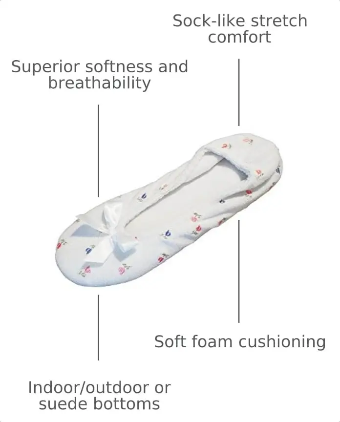 isotoner Women's Embroidered Plush Terry Ballerina Slippers , White Soft Tie Bow, 5-6 - view 3