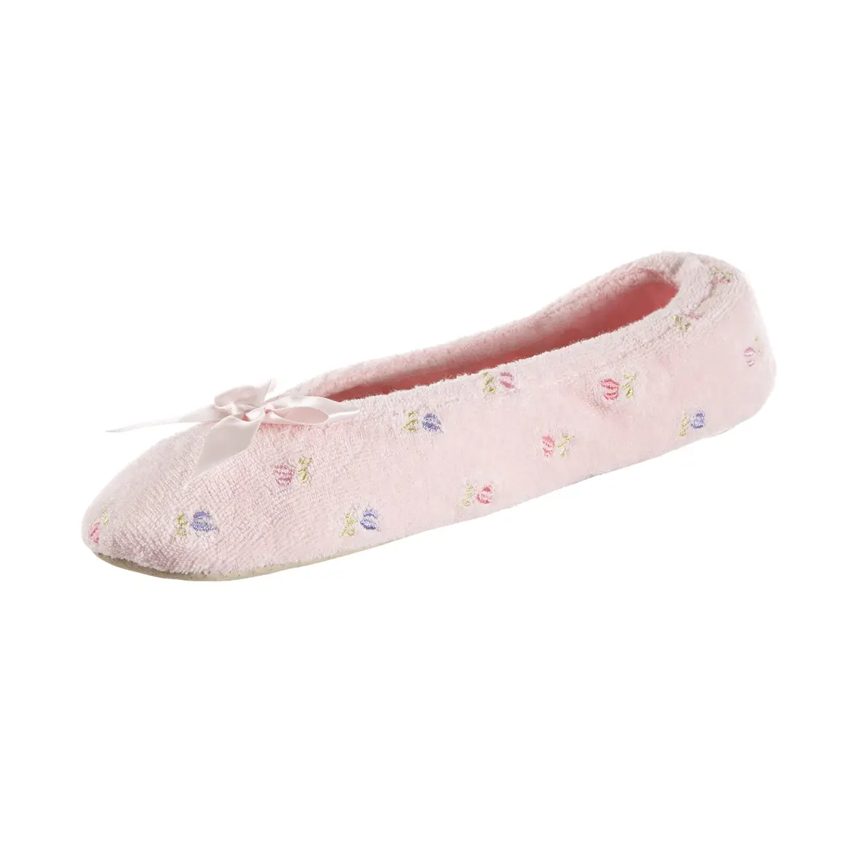 isotoner Embroidered Terry Ballerina Slippers Flat Sandals | Soft Cotton-Blend Comfort for Women (70-120 chars) - main product image