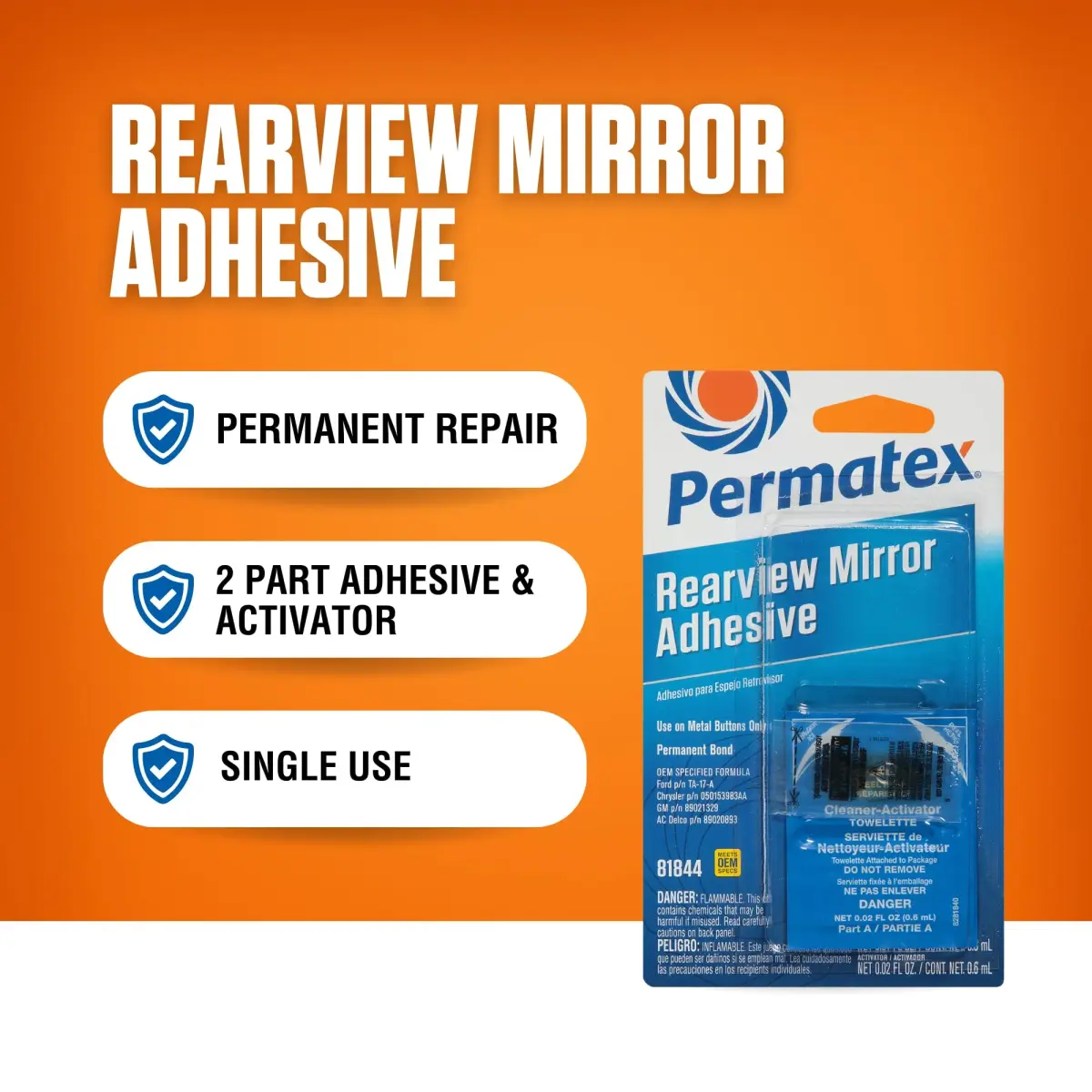 Permatex Professional Strength Rearview Mirror Adhesive Kit | Bonds in Seconds, 15 Min to Full Strength - view 3