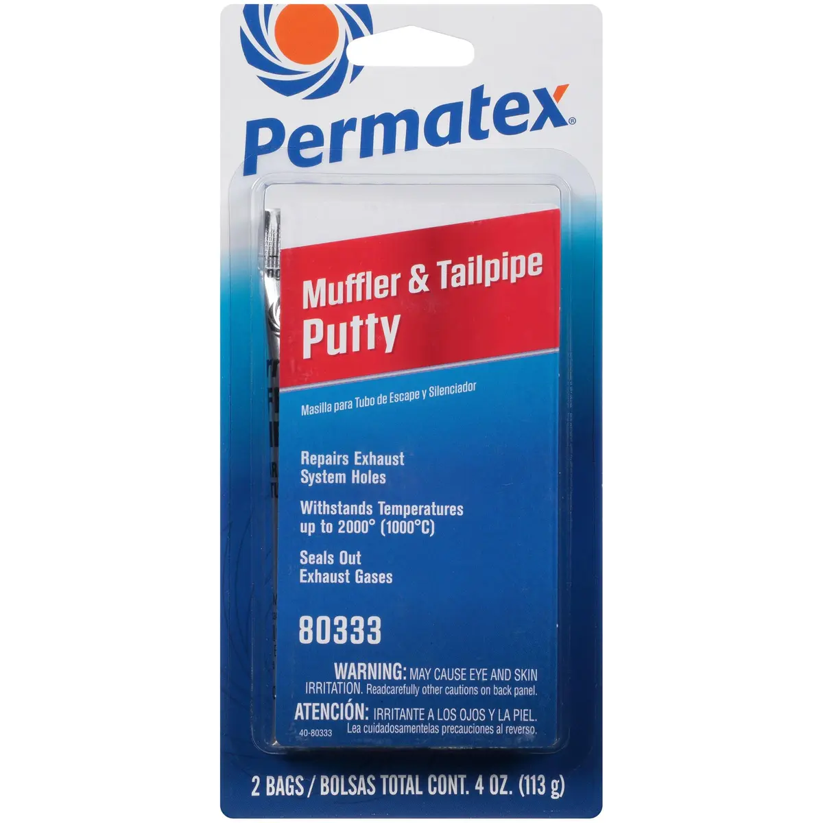 Permatex 80333 Muffler and Tailpipe Putty 4 oz. (118 ml) | Seals Exhaust Leaks Up to 2000°F - main product image
