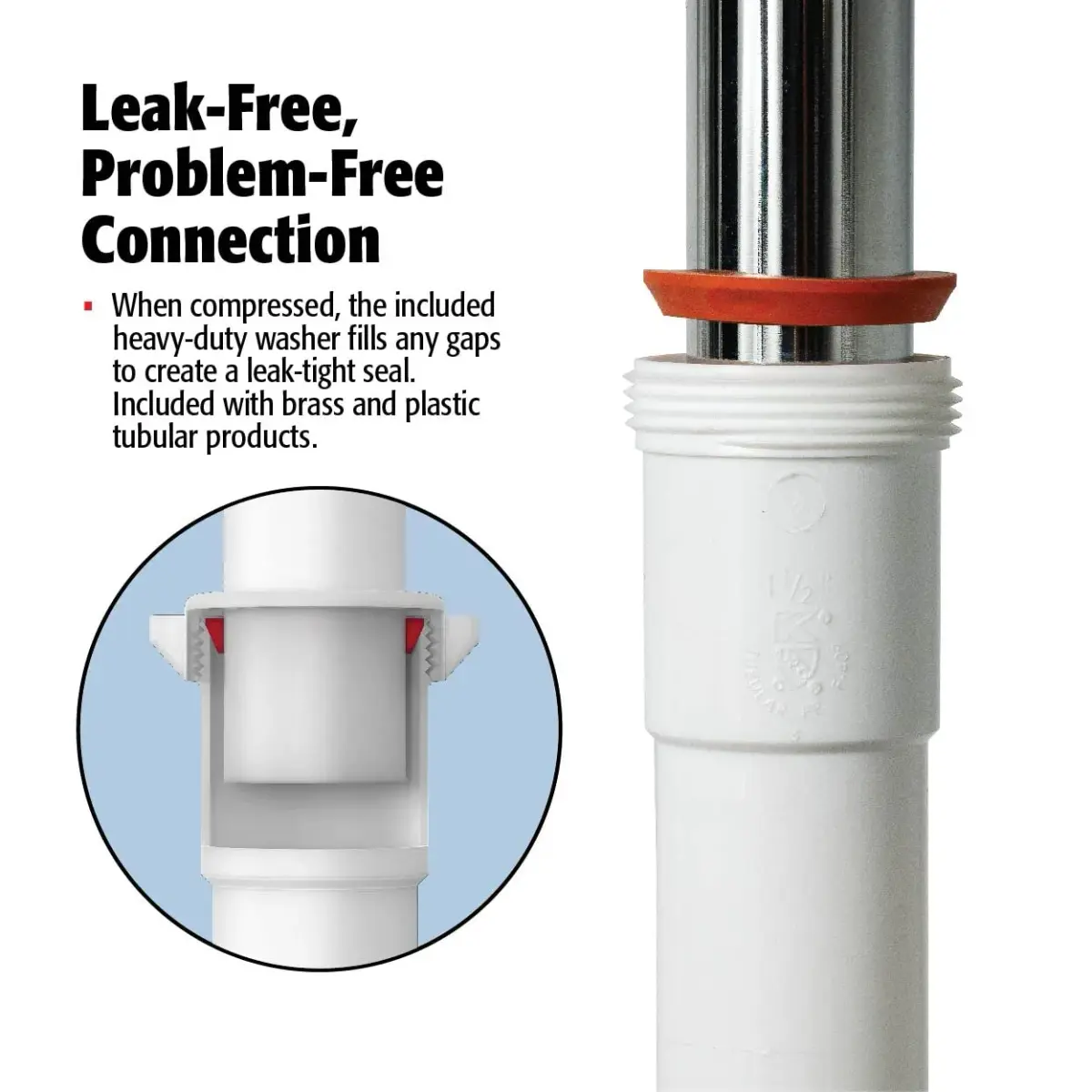 Plumb Pak 46WK Straight Extension Coupling Trap Adapter 1.5" or 1.25" x 1.5" White | Slip Joint Connection for Plumbing - view 7