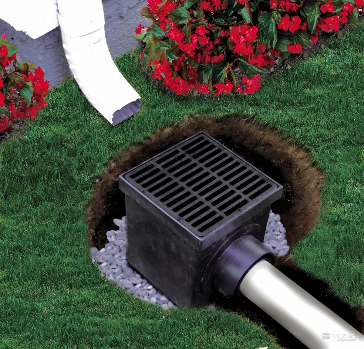 NDS Square Catch Basin Drain Kit 9-Inch Black | Handles 121 GPM Flow Rate - view 2