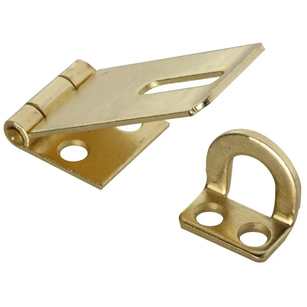 National Hardware Safety Hasp, 1-3/4 in, Steel, Brass | Heavy-duty brass safety hasp for doors & craft projects - main product image