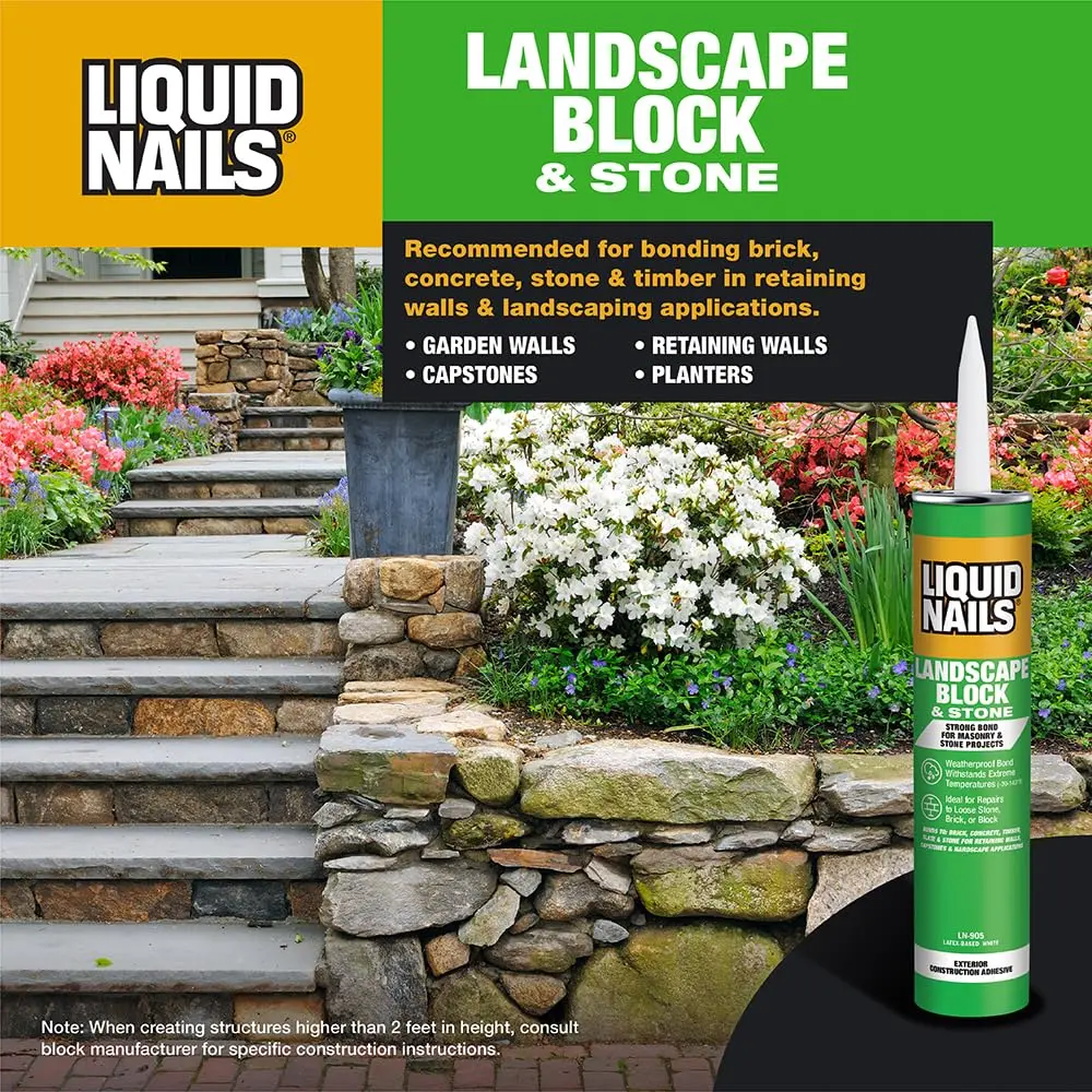 Liquid Nails LN-905 Landscape Block Adhesive 10 oz Weather-Resistant Bond for Stone & Timber - view 6