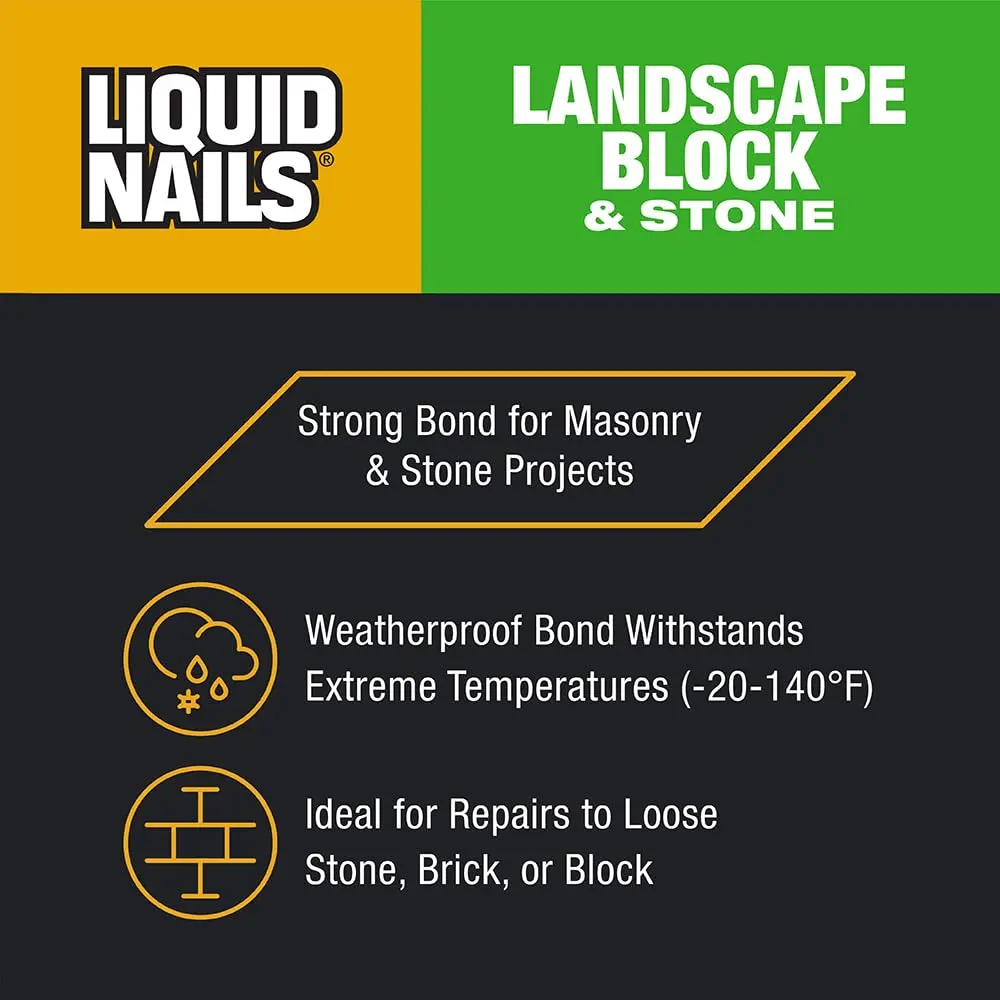 Liquid Nails LN-905 Landscape Block Adhesive 10 oz Weather-Resistant Bond for Stone & Timber - view 3