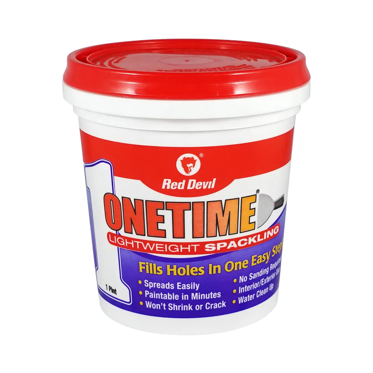 Red Devil 0548 ONETIME Lightweight Spackle Wall Repair 473ml (1 Pint) | No-Sand Formula for Drywall, Plaster, Wood - main product image