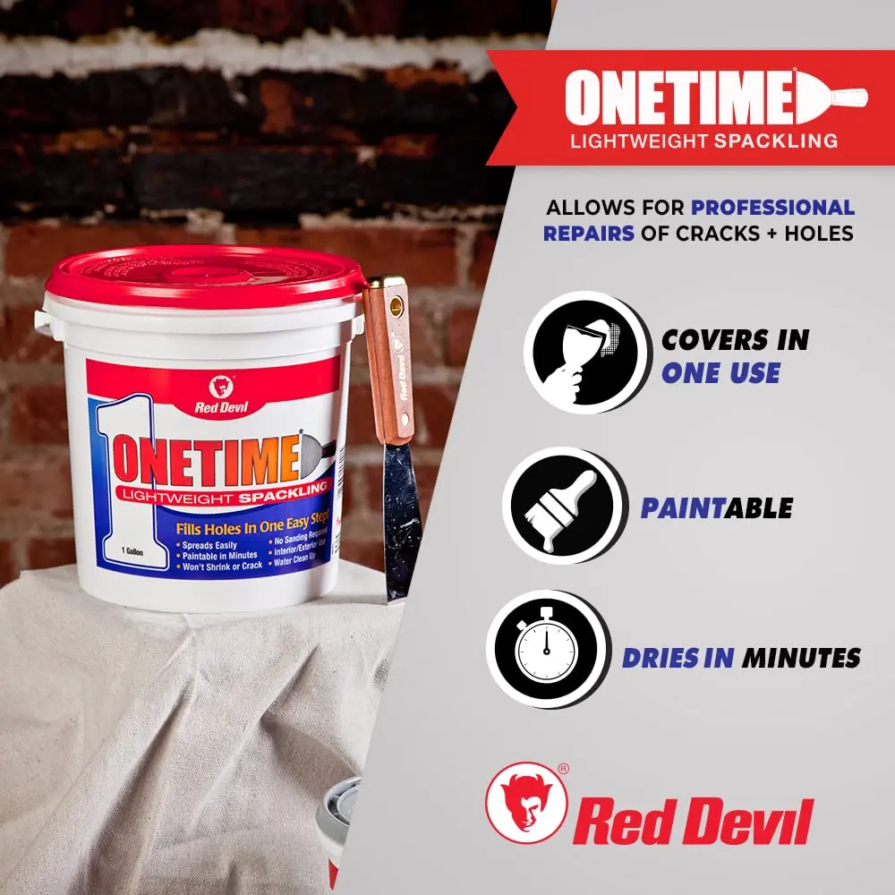 Red Devil 0548 ONETIME Lightweight Spackle Wall Repair 473ml (1 Pint) | No-Sand Formula for Drywall, Plaster, Wood - view 2