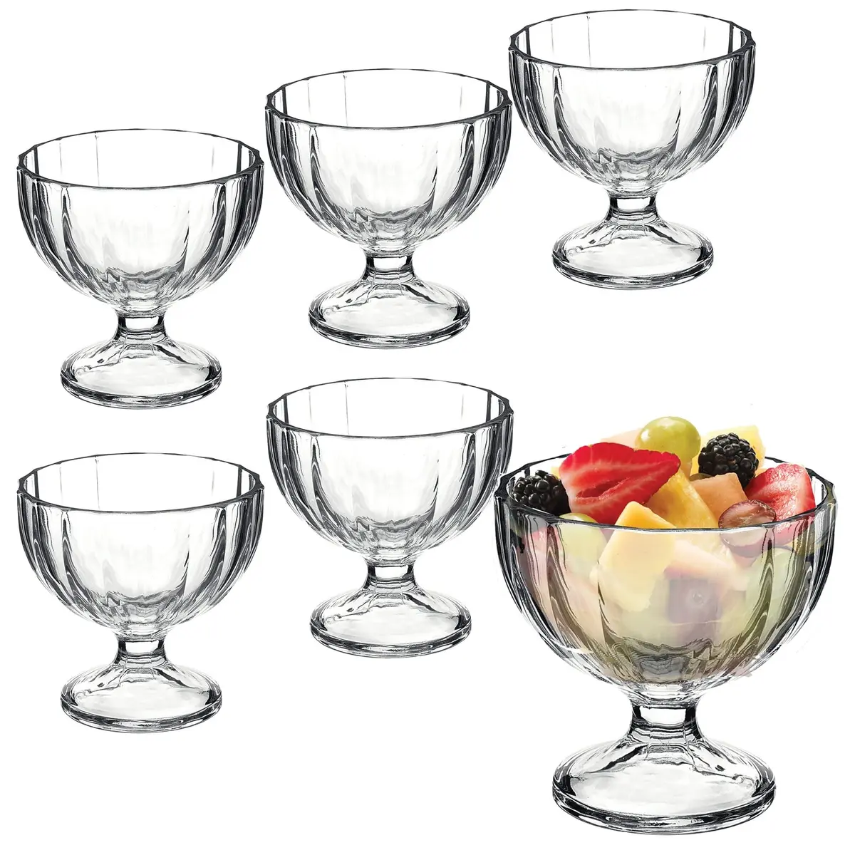 Bormioli Rocco Alaska Dessert Bowls, Set of 6 | Elegant Glassware for Desserts & Salads - main product image
