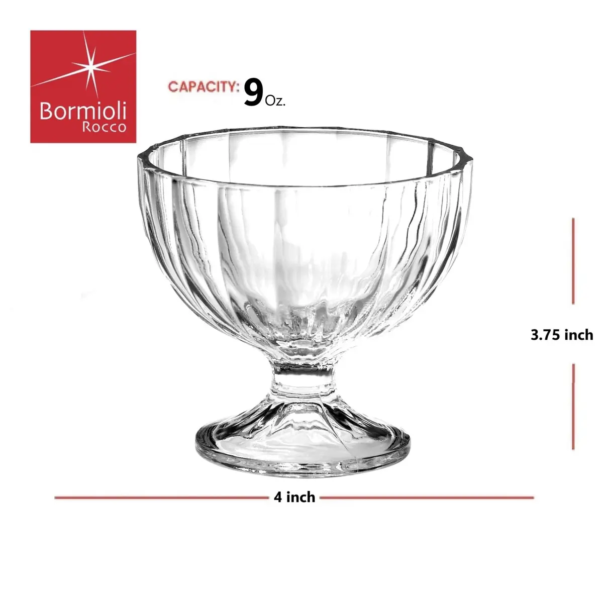 Bormioli Rocco Alaska Dessert Bowls, Set of 6 | Elegant Glassware for Desserts & Salads - view 2