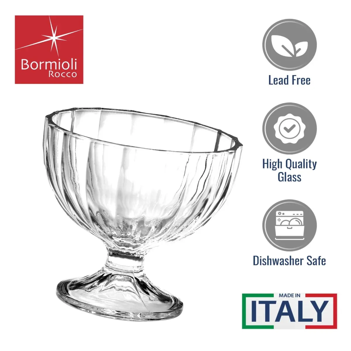 Bormioli Rocco Alaska Dessert Bowls, Set of 6 | Elegant Glassware for Desserts & Salads - view 4