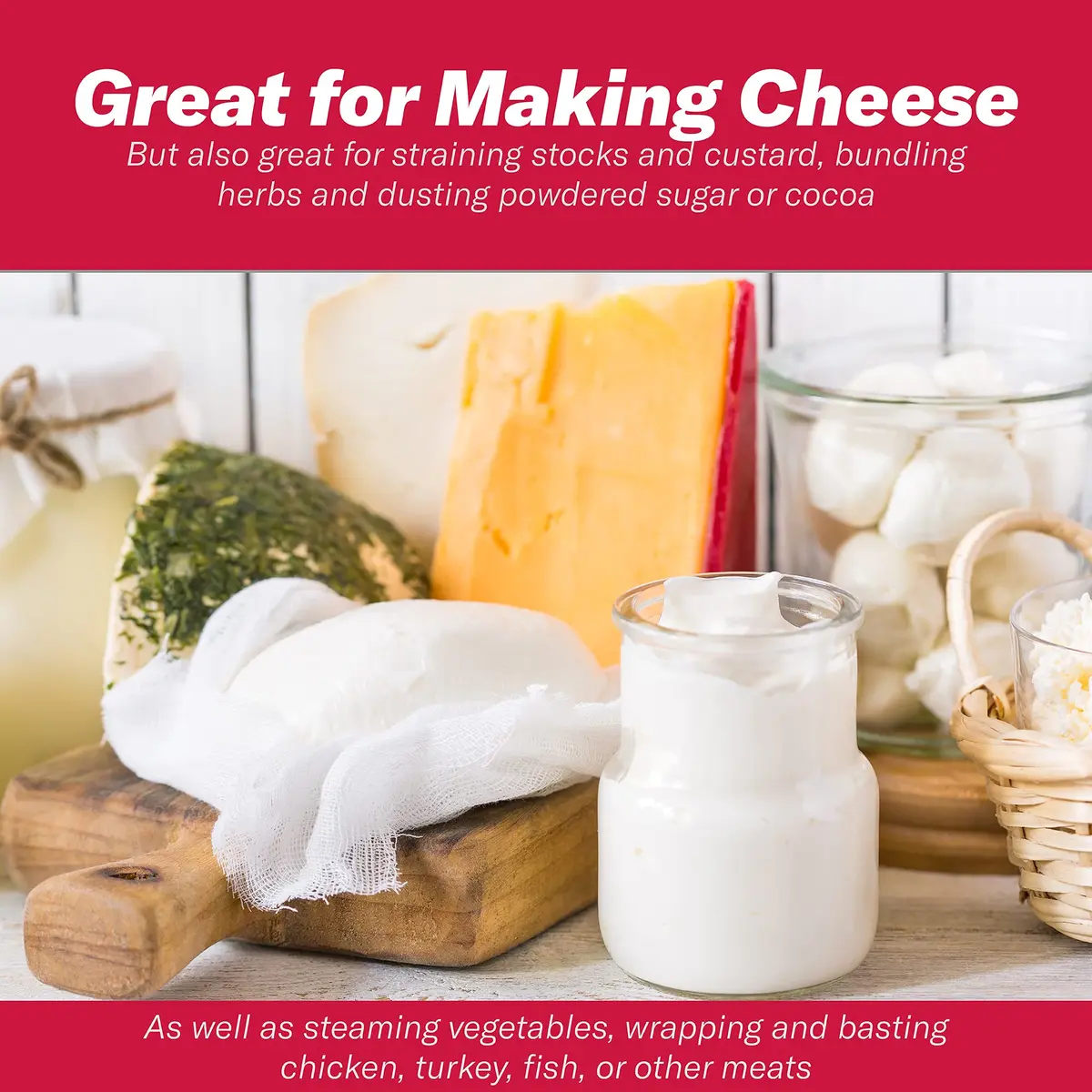 GoodCook Cheesecloth 100% Cotton, 2 sq yards | Food Grade, Bleached & Oven Safe - view 4