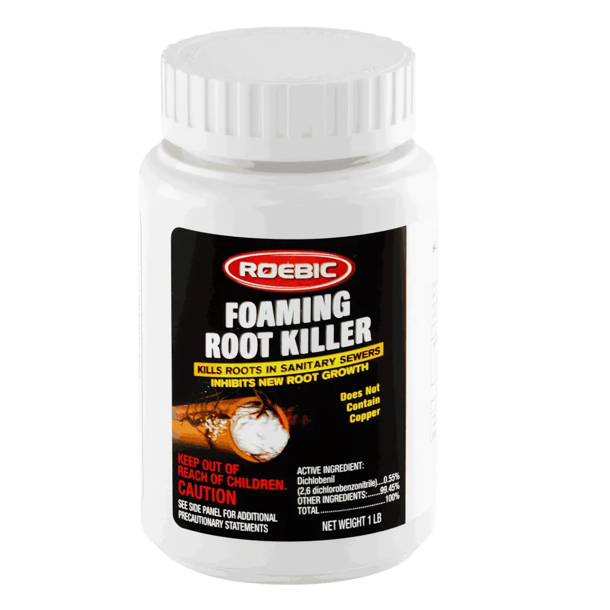Roebic FRK Foaming Root Killer 1 lb (454 g) | Chemical Septic System & Drain Field Root Destroyer - main product image