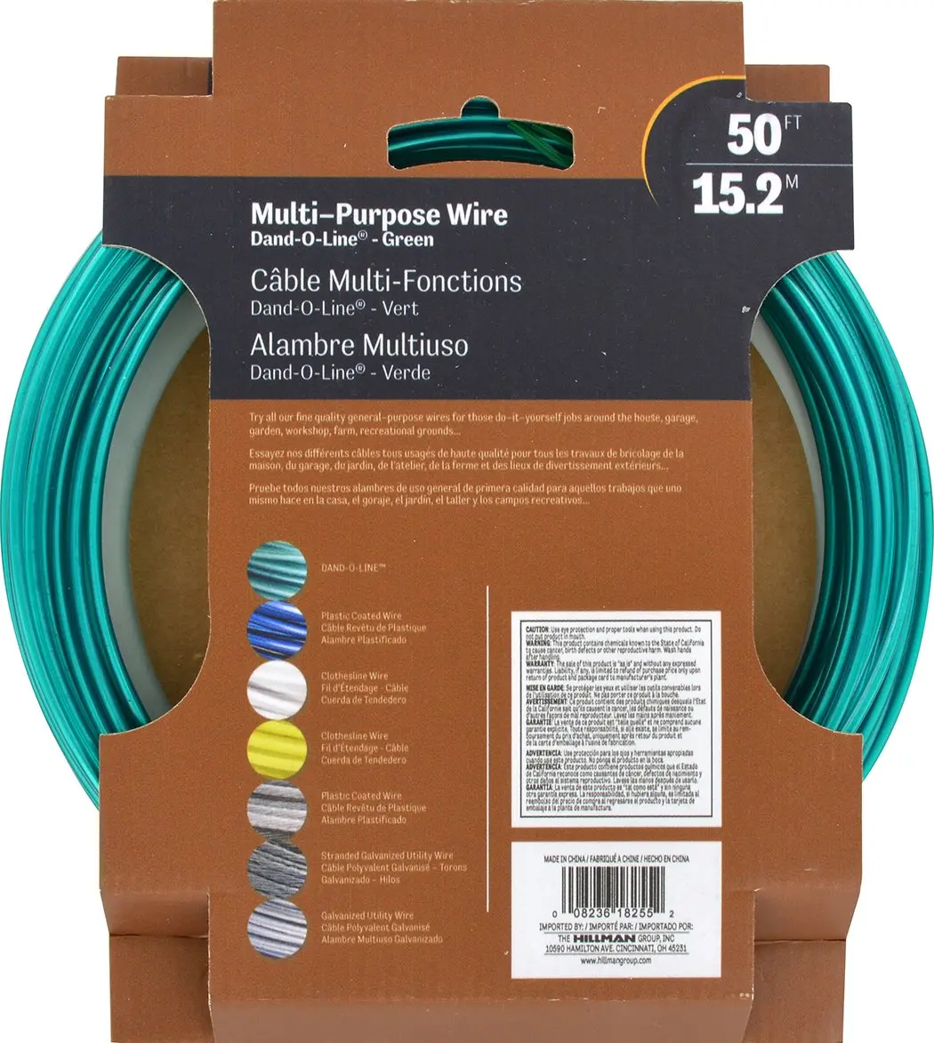 Hillman Green Plastic Coated Steel Wire for Clothesline Wire | 14 Gauge, 50 ft, Water & Sun Resistant - view 3