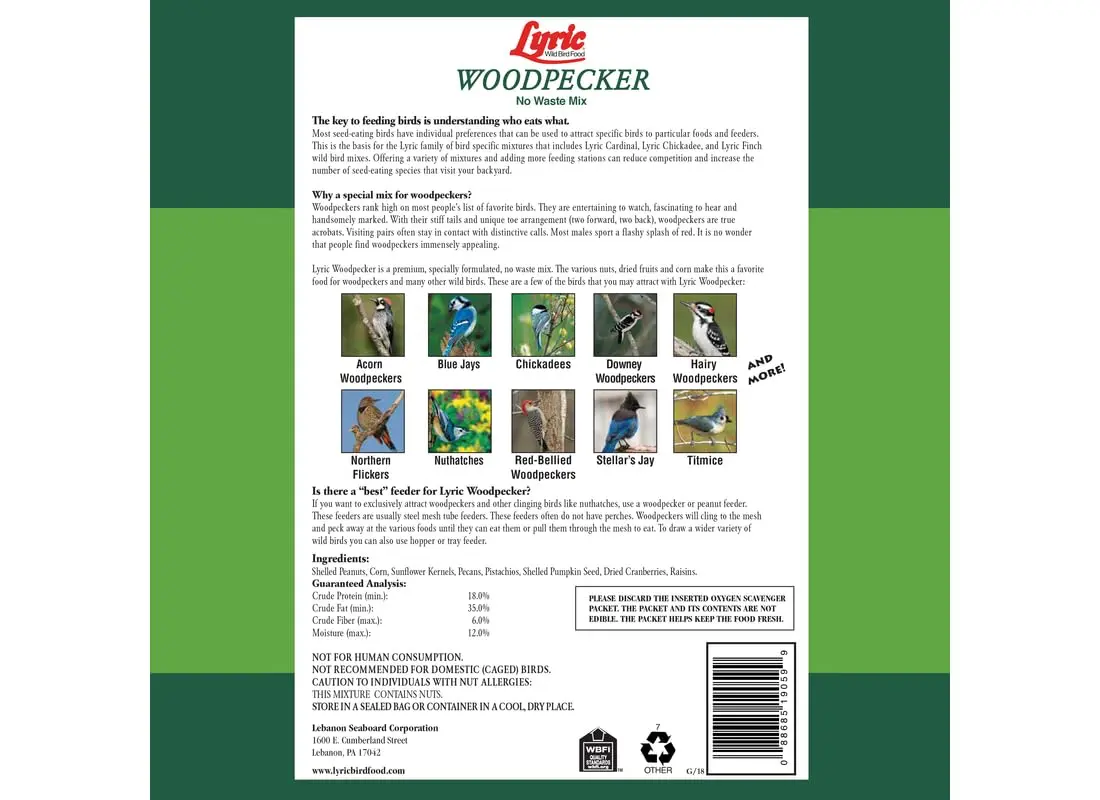 Lyric Woodpecker Wild Bird Seed Mix 2.27 kg (5 lb) | No-Waste Fruit & Nut Blend for All Wild Birds - view 4