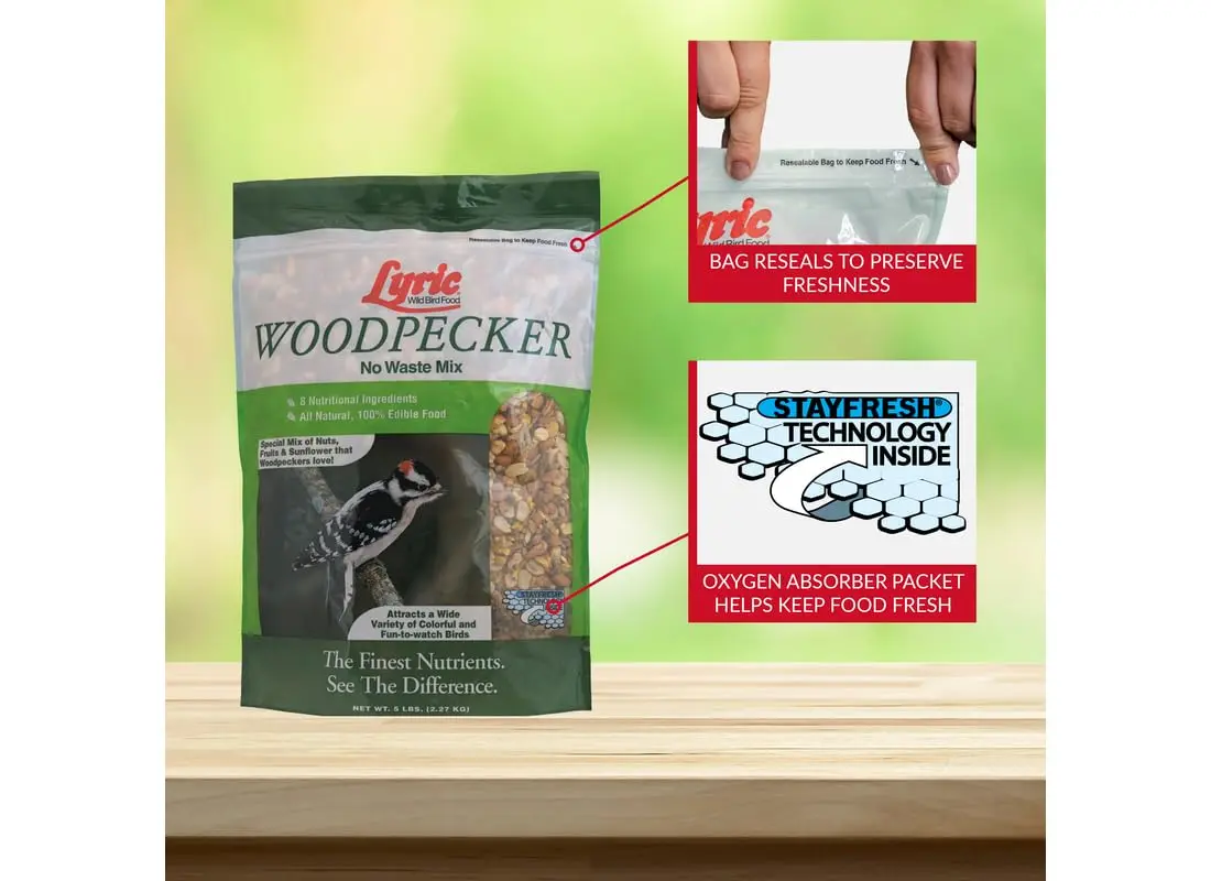 Lyric Woodpecker Wild Bird Seed Mix 2.27 kg (5 lb) | No-Waste Fruit & Nut Blend for All Wild Birds - view 6
