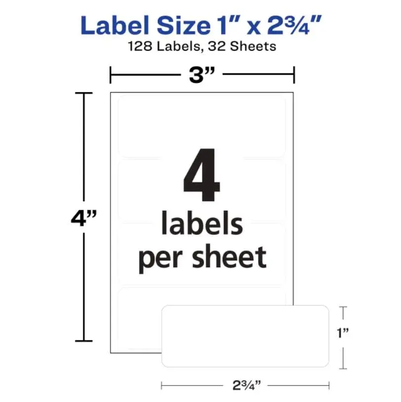 Avery Multi-Use Permanent Labels 1" x 2.75" White 128 Labels | Permanent Adhesive for Organization - view 5
