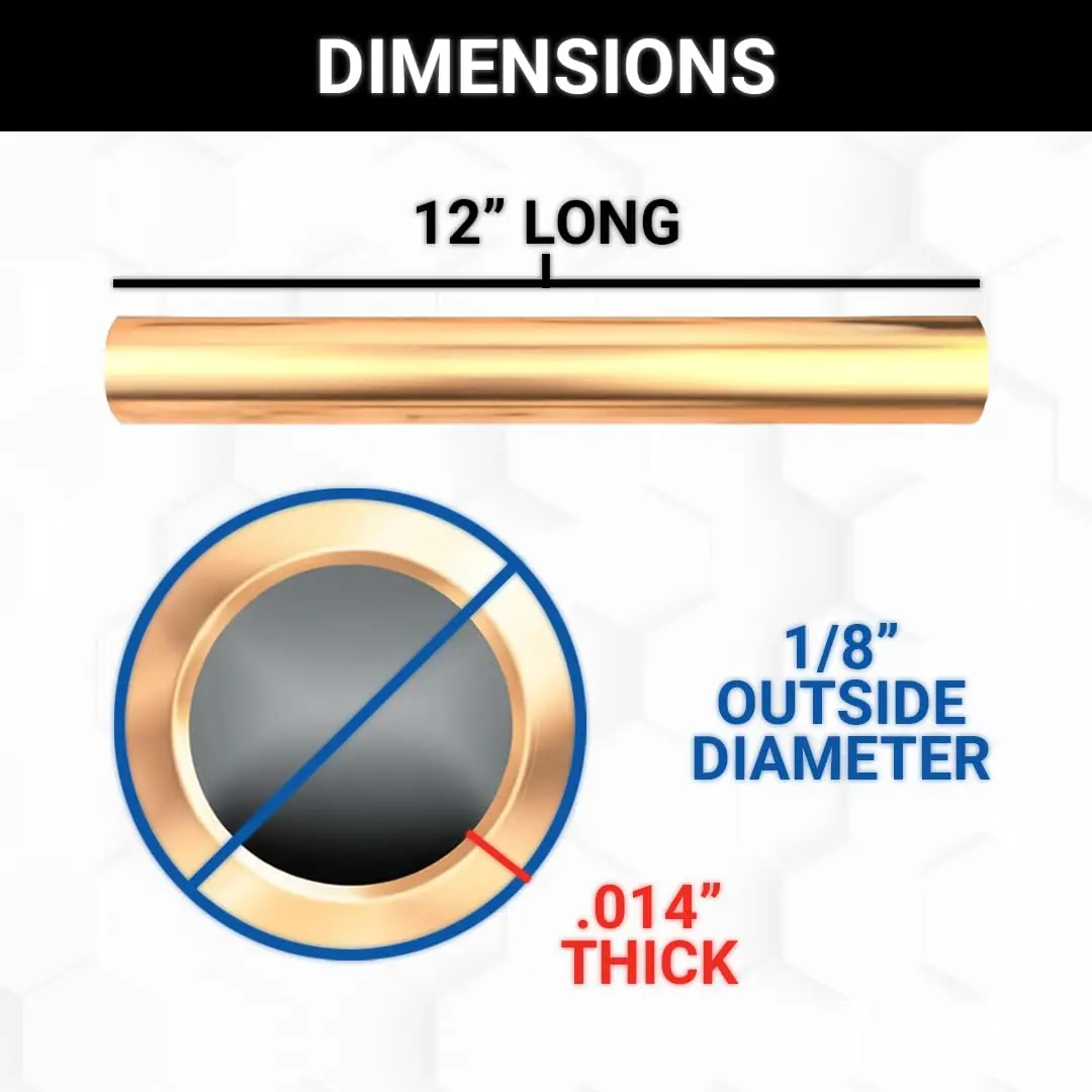 K & S Precision Metals Round Brass Tube 8127 - 3.18mm OD x 0.36mm Wall x 30.48cm Long | Seamless ASTM B135 Alloy 260/272 - view 2
