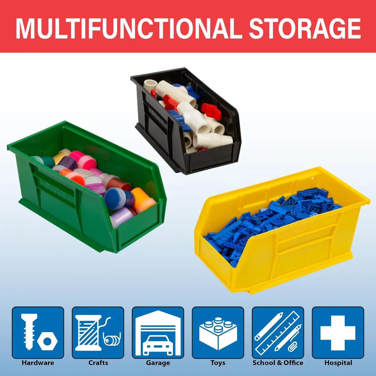 Akro-Mils 30230 AkroBins Plastic Storage Bins 11"x5"x5" Red | Heavy-Duty Stackable Organizer (70-120c) - view 4
