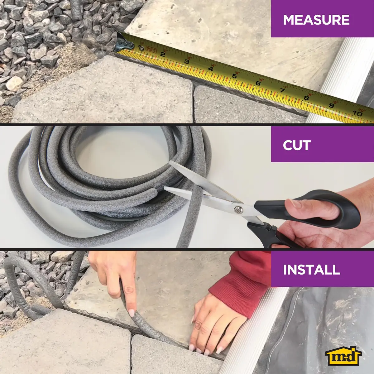 M-D Building Foam Backer Rod, Gray, 20ft x 5/8in for Large Gaps | Weatherproof Sealant Support - view 5