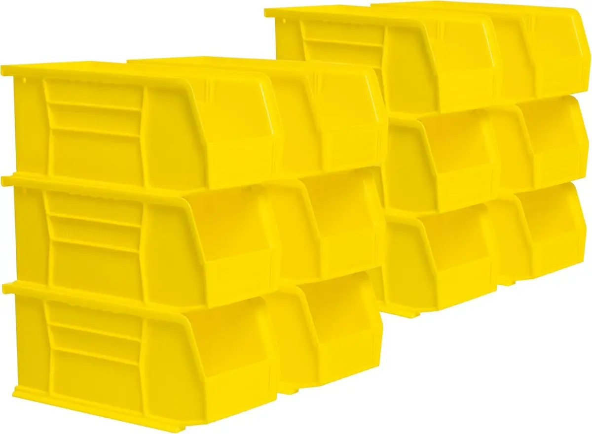 Akro-Mils 30230 AkroBins Plastic Storage Bins, 11"x5"x5", Yellow, 12-Pack | Heavy-Duty Stackable Organizer - main product image