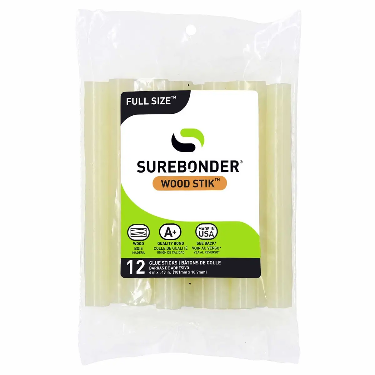 Surebonder WS-12 Full Size Hot Glue Sticks for Woodworking | High Strength, Fast Bonding, 12 Pack - main product image