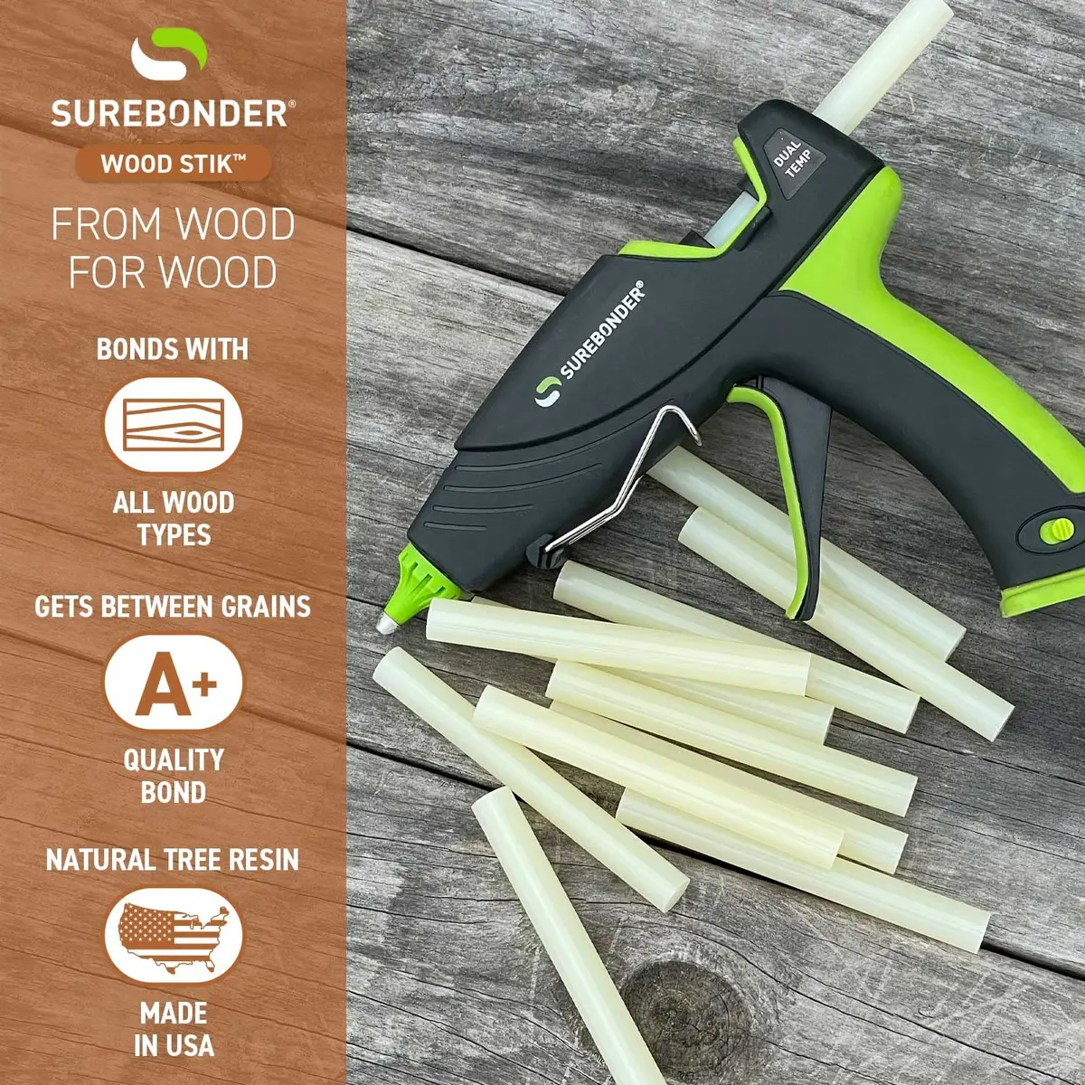 Surebonder WS-12 Full Size Hot Glue Sticks for Woodworking | High Strength, Fast Bonding, 12 Pack - view 3