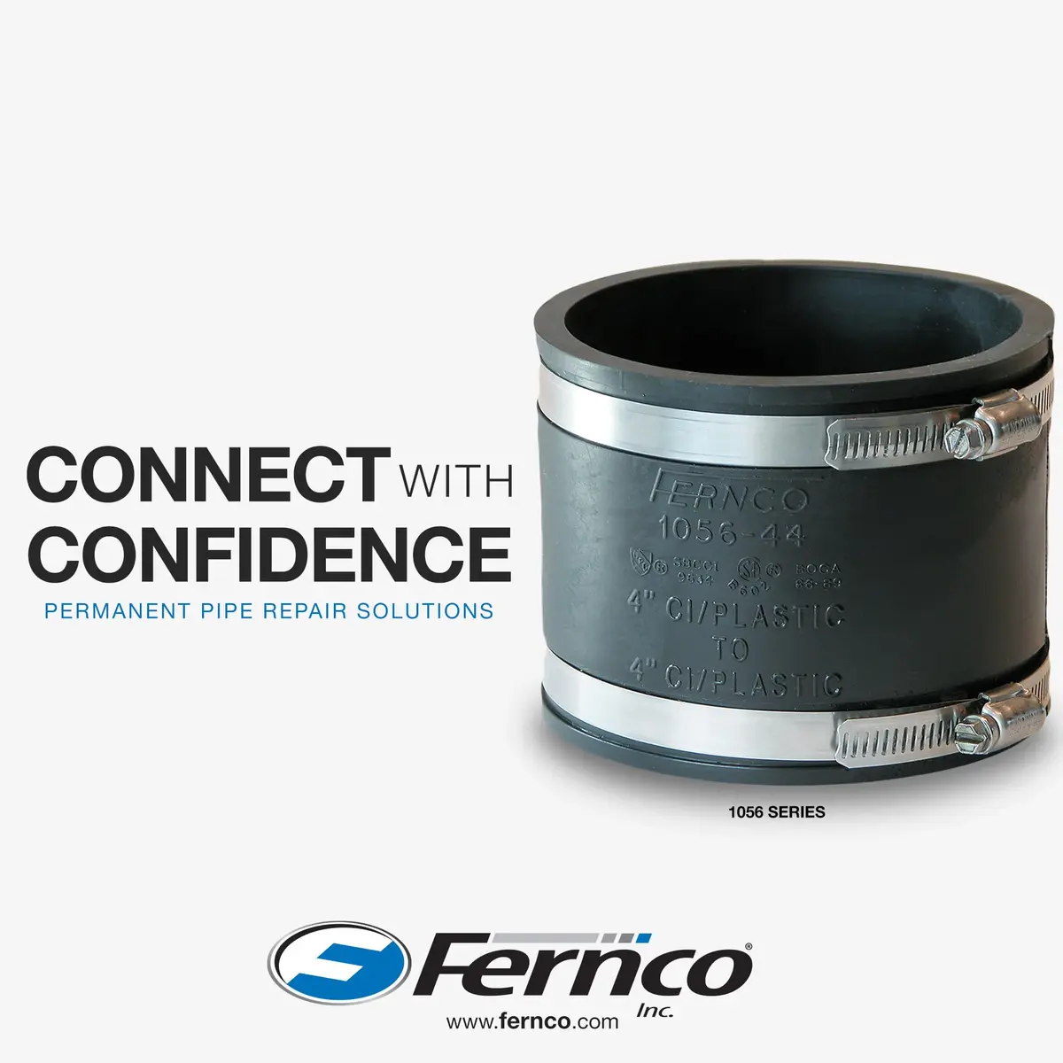 Fernco 4 In. x 4 In. Plastic to Plastic PVC Coupling | Polyvinyl Chloride Flexible Pipe Connector - view 5