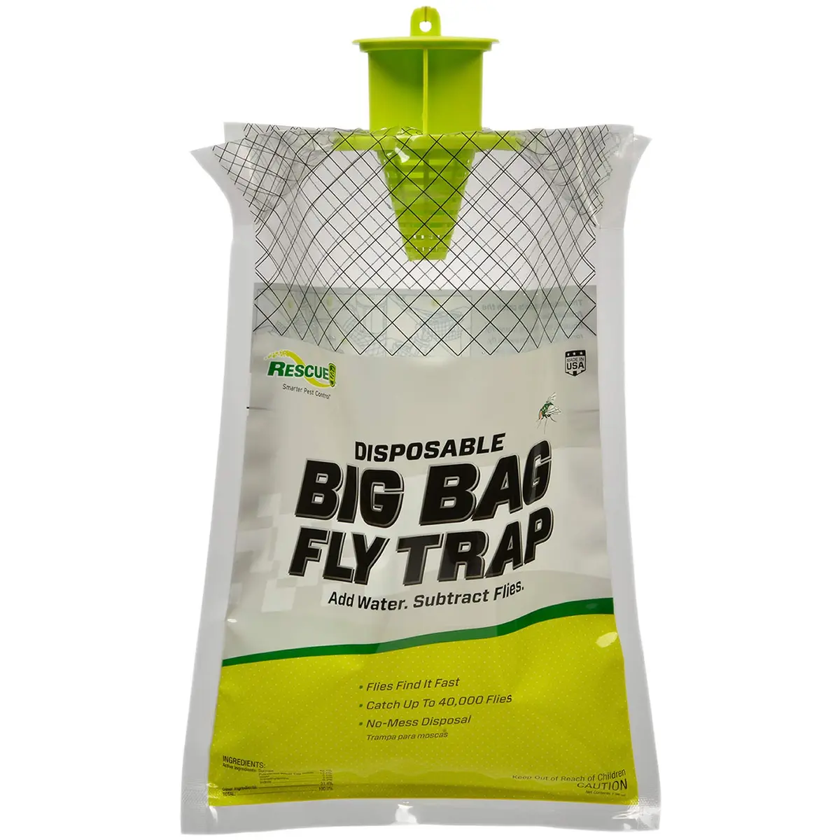 RESCUE! Big Bag Disposable Fly Trap 1 Pack | Catches 40,000 Flies Outdoors - main product image