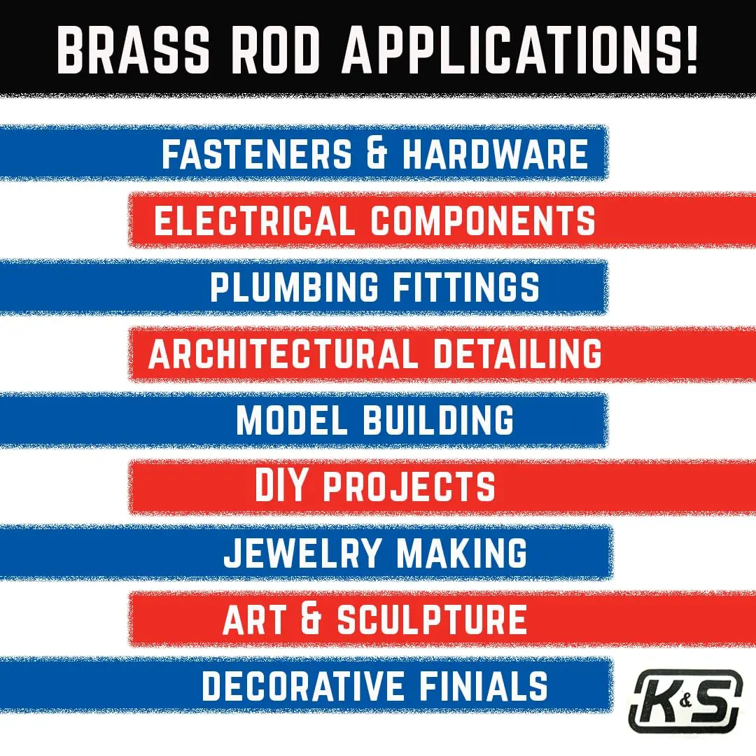 K & S Precision Metals Round Brass Rod 0.020" OD x 12" Long (5 Rods, 0.009 kg) | Wear-Resistant 260 Brass Alloy for DIY, Electrical, Plumbing, Jewelry, Modeling - view 7