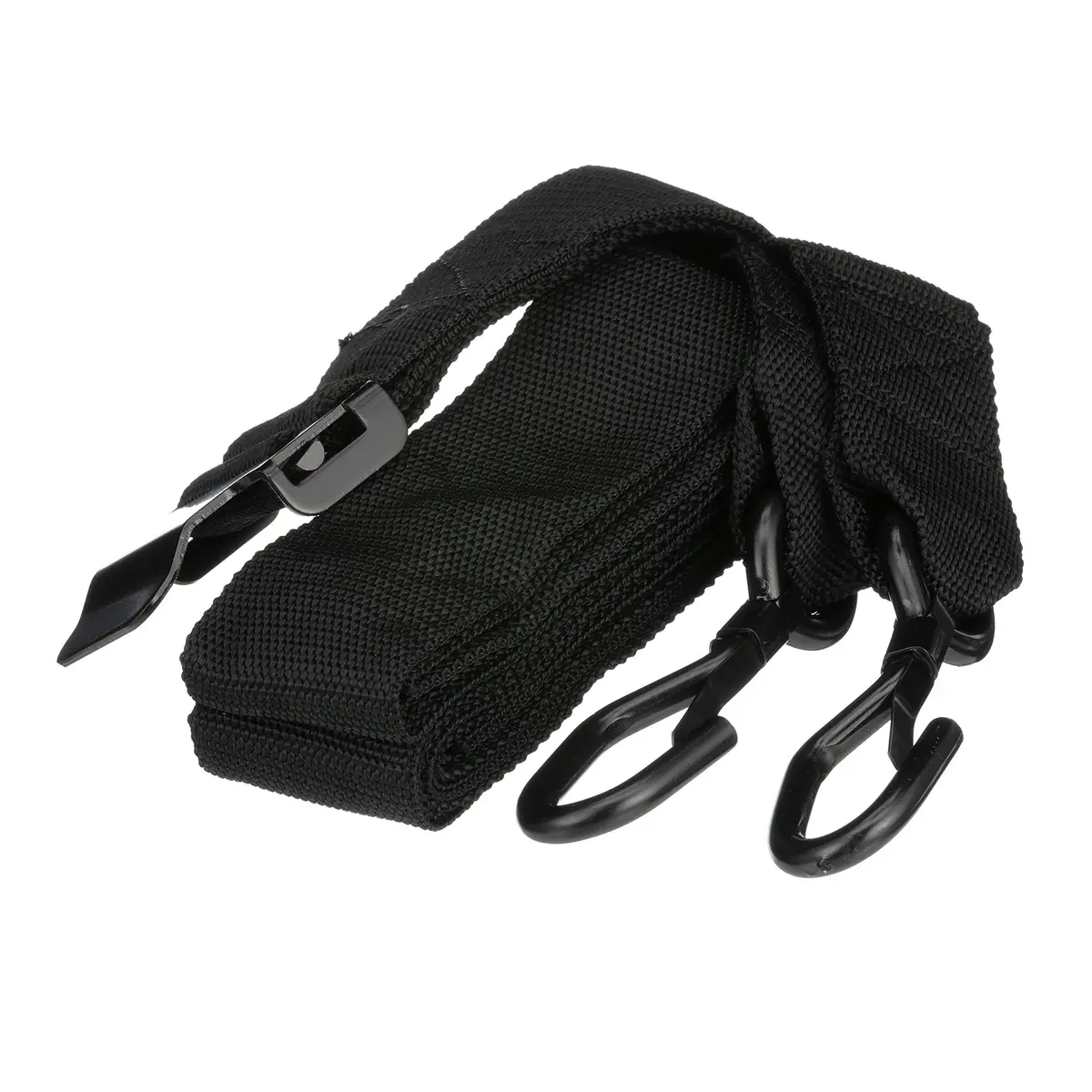 SEACHOICE 16 Ft. x 2 Inch Black Gunwale Trailer Tie Down Strap with J-Hook | Secures Boats on Highway - main product image