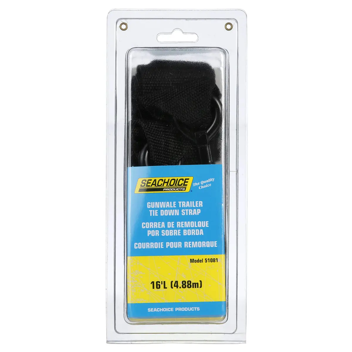 SEACHOICE 16 Ft. x 2 Inch Black Gunwale Trailer Tie Down Strap with J-Hook | Secures Boats on Highway - view 4