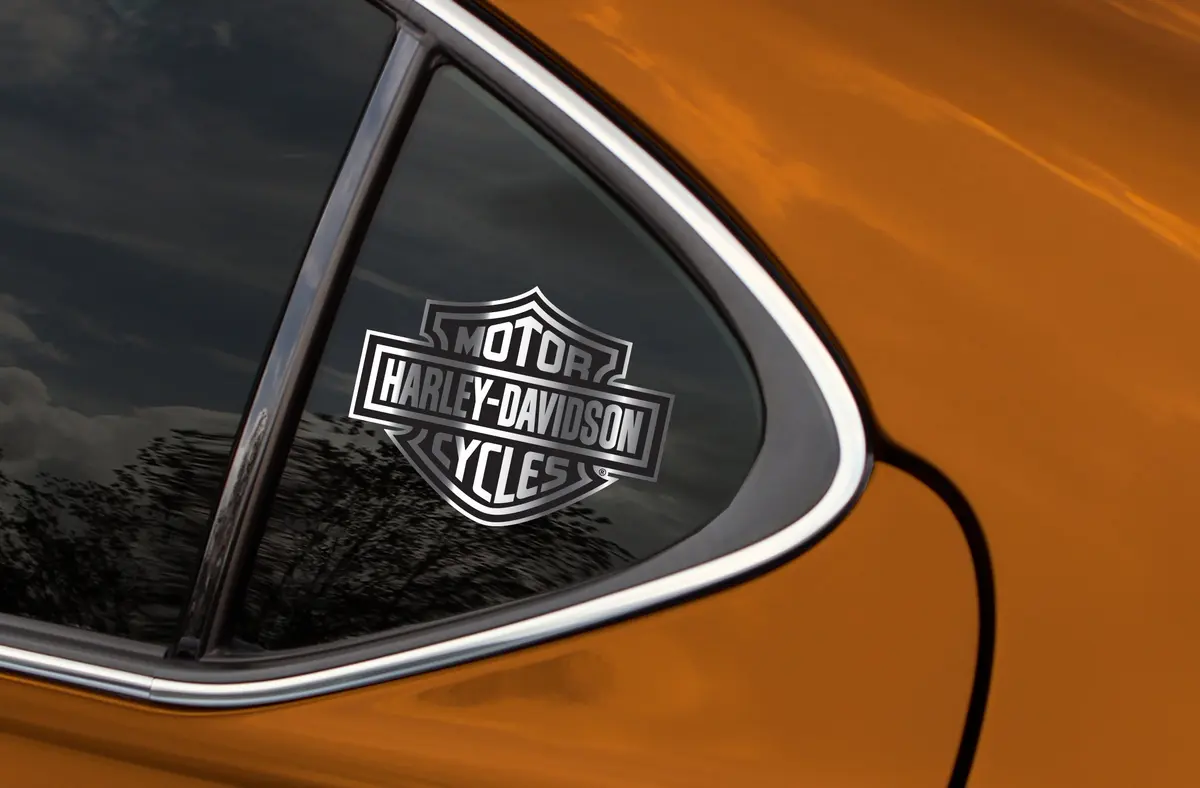 CHROMA Harley Davidson Classic Emblemz Decal 6" x 8" | Embossed Chrome Vinyl Sticker for Motorcycles - view 2