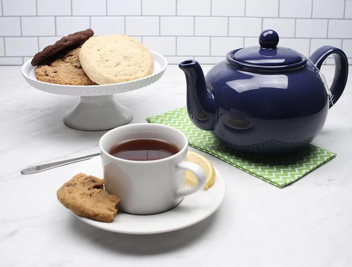 RSVP Large Stoneware 6-Cup Teapot, Blue | 42 oz capacity, Seamless & Microwave Safe - view 6