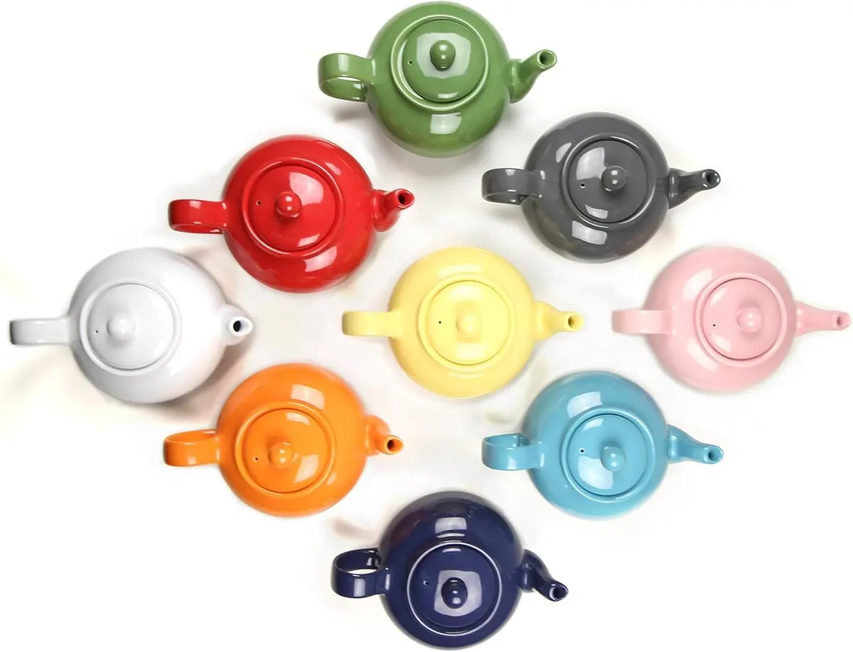 RSVP Large Stoneware 6-Cup Teapot, Blue | 42 oz capacity, Seamless & Microwave Safe - view 9