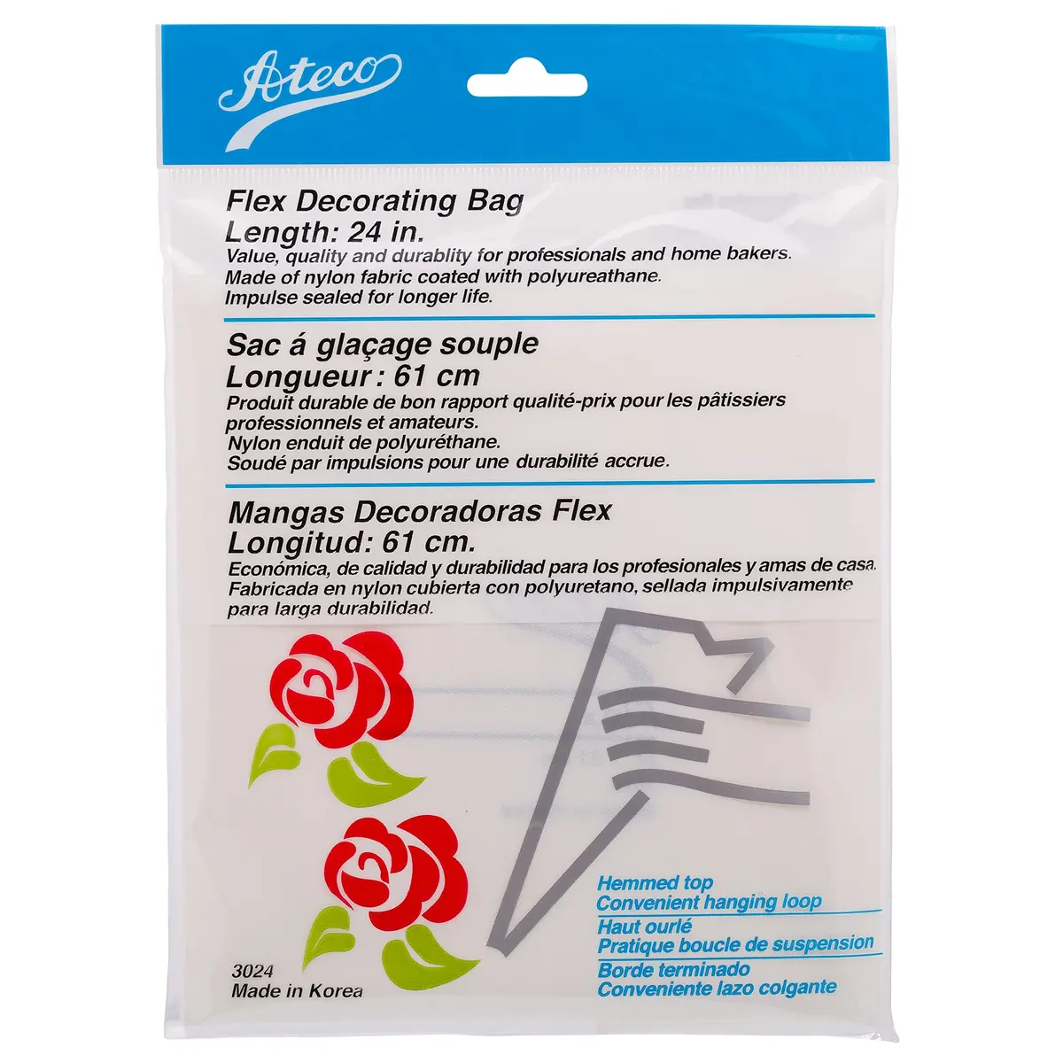 Ateco White Pastry Bag with Tip #798, 24 inch (61 cm) | Professional Quality Icing Applicator - view 2