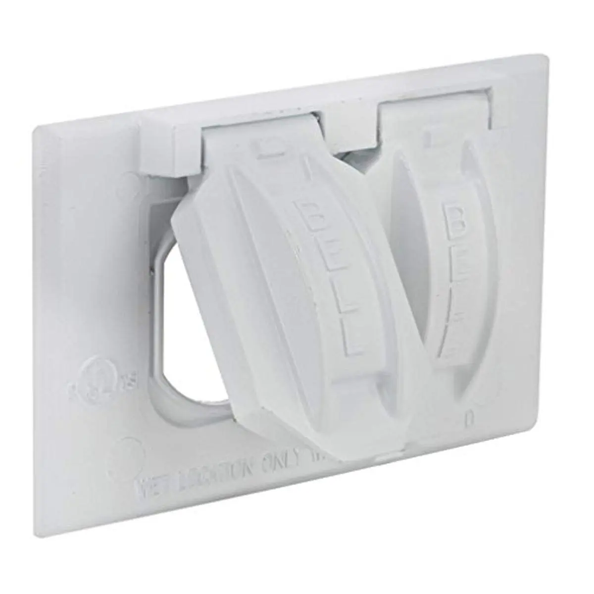 BELL 1-Gang Horizontal Weatherproof Cover with Duplex Flip Cover, White | Rugged Metal Construction - main product image