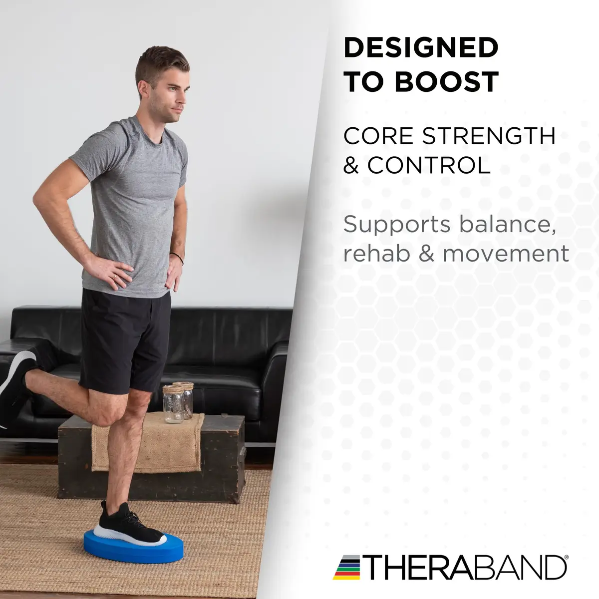 THERABAND Stability Trainer Pad Intermediate Soft Blue Foam Balance Pad 41.5cm (16.35") | Core Strength & Stability - view 3