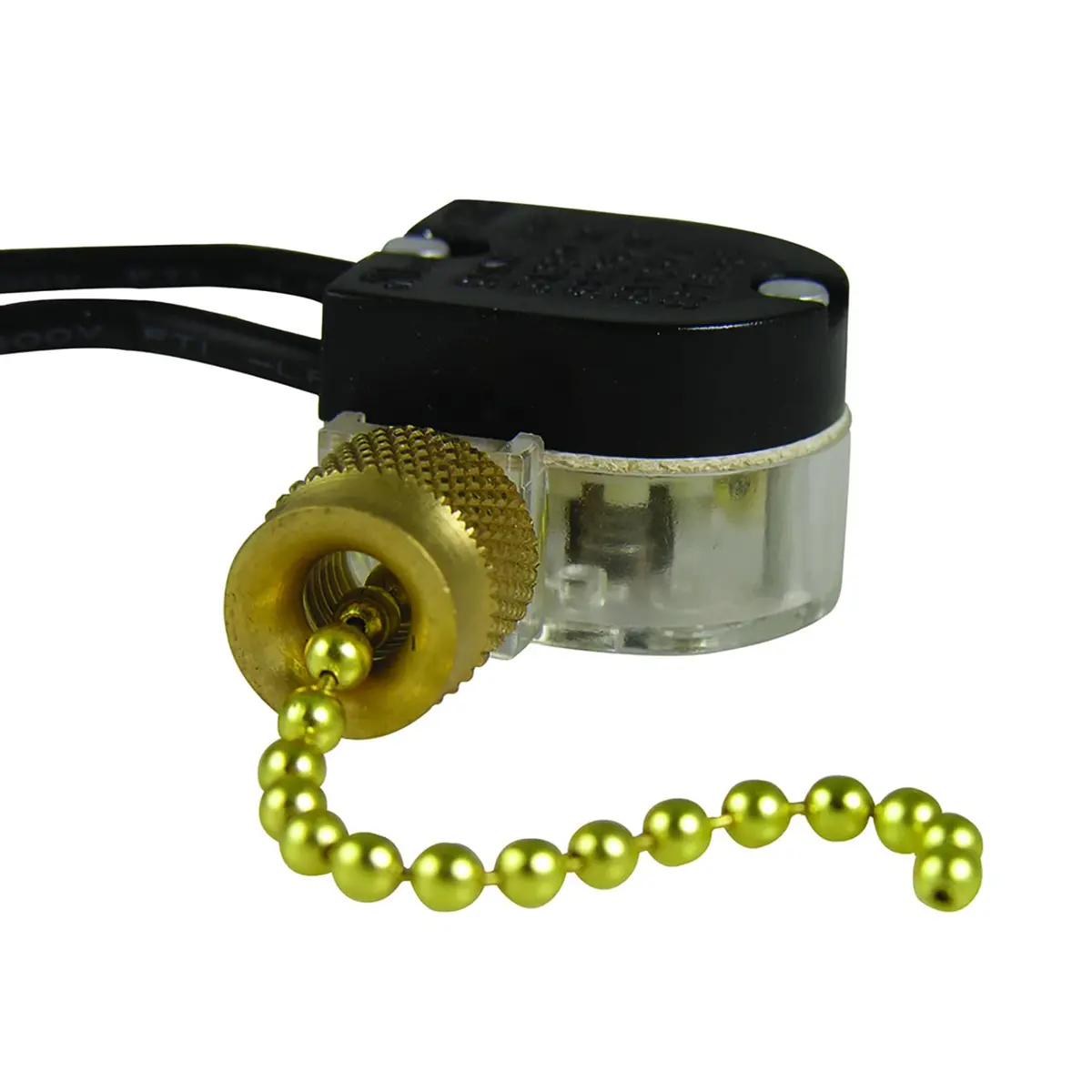 Gardner Bender GSW-32 Pull Chain Switch SPST ON-OFF 6A/125V AC 18 AWG Wire Leads (1-Pack, Brass) - view 2