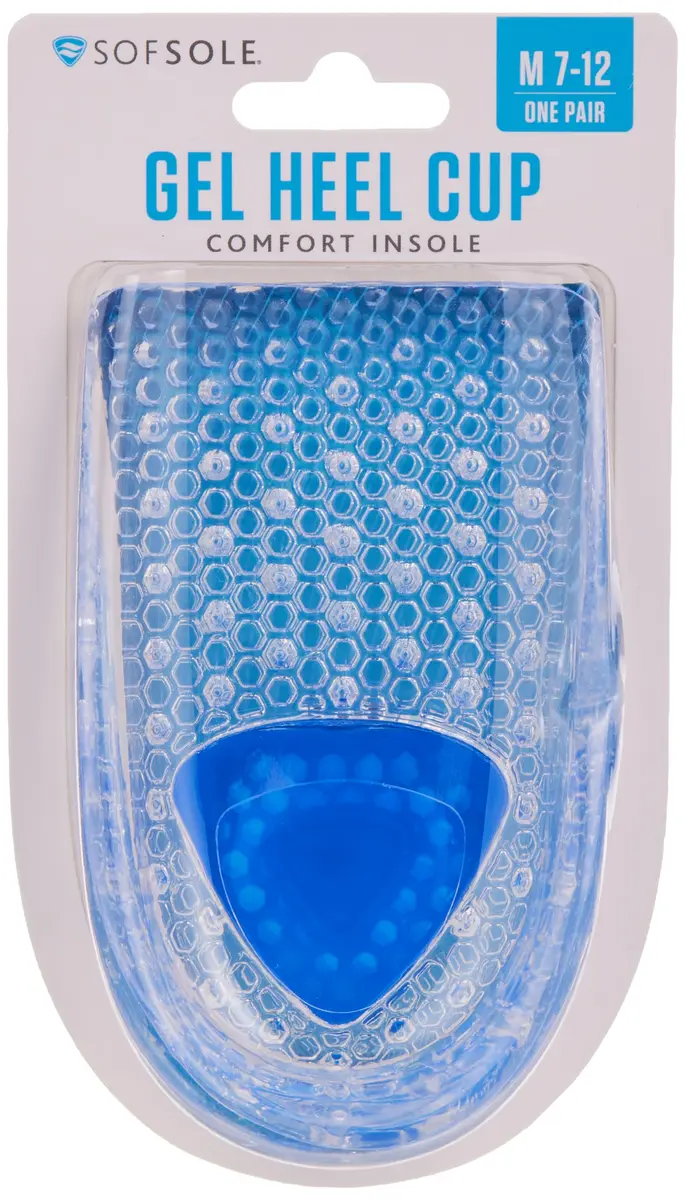Sof Sole Gel Heel Cup Shoe Insoles Men 7-12 | Heel Pain Relief & Shoe Fit Support - main product image