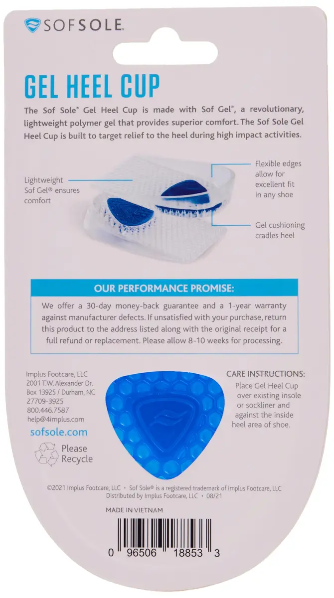 Sof Sole Gel Heel Cup Shoe Insoles Men 7-12 | Heel Pain Relief & Shoe Fit Support - view 2
