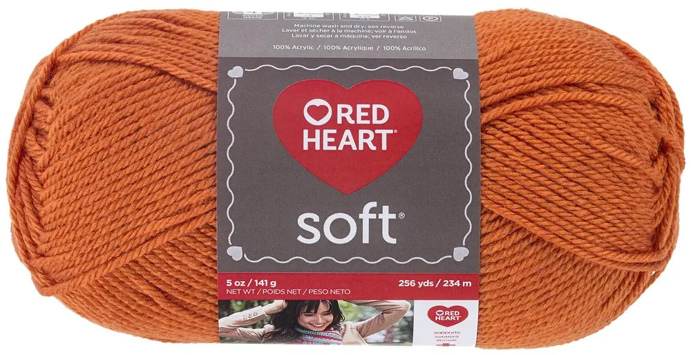 Red Heart Soft Yarn, Tangerine | 256 yards, Acrylic, Ideal for crochet & knitting projects - main product image